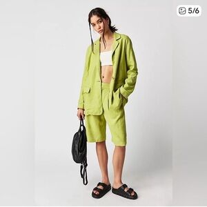 Free People Good Lookin' Suit Set Blazer & Shorts in Green